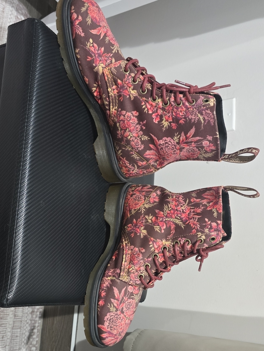 Dr. Martens 1460 Beckett Cherry Red Jouy Floral Canvas Boot, 8, Like New - Picture 13 of 16